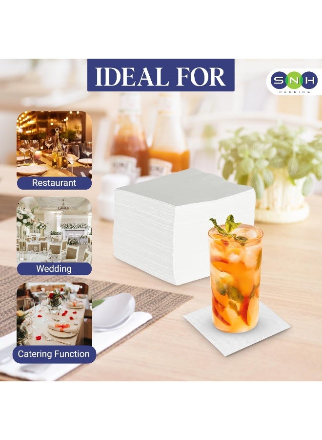 SNH Packing Square Shape 2-Ply Disposable Cocktail Napkin 50-Pieces, 33 cm x 33 cm Size, White - Image 5